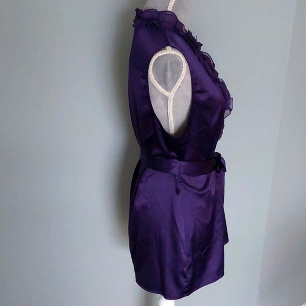 Spense purple satin ruffled blouse, women's XL - Picture 4 of 5
